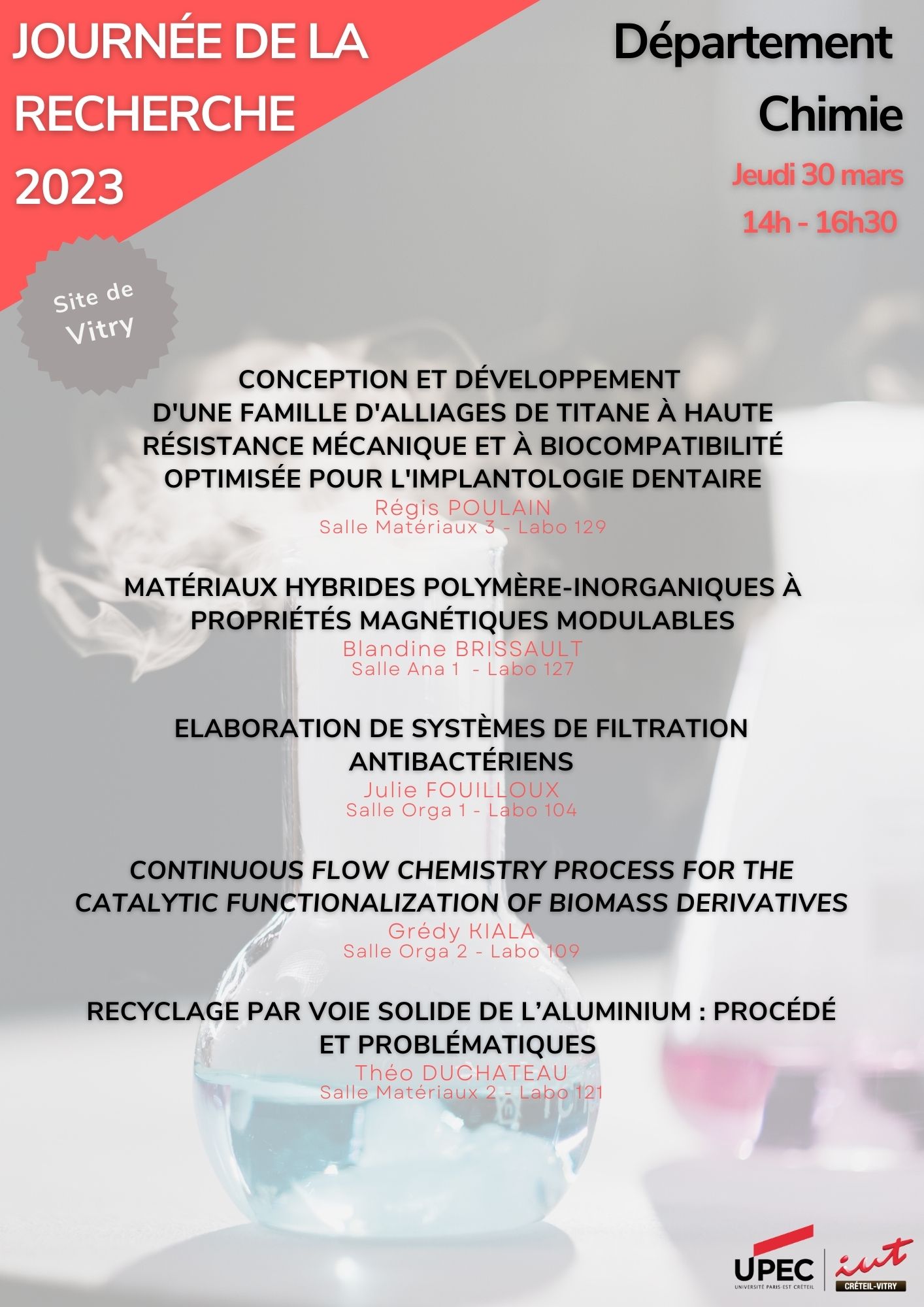 Programme Journée de la recherche - Département Chimie